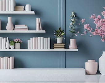 Background, Zoom background Modern Home office, Bookshelf background, Teams background, Minimalist Bookcase Backdrop Virtual Meeting Video