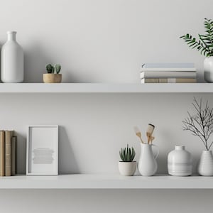 Minimalist Bookshelf Zoom Background | Modern Home Office (PNG)