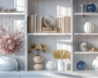 Modernes Home Office Bücherregal Zoom Hintergrund (Digitaler Download)