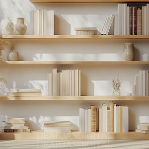 Zoom backgrounds home office | Virtual Meeting Backdrop | Realistic Home | Bookshelf Zoom | Minimalist Modern Home Office 16:9 ratio