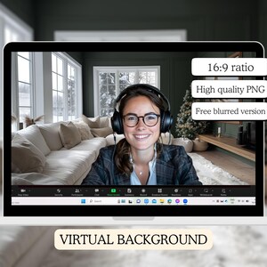 Modern Christmas Zoom Background | Realistic Home Office (digital ...