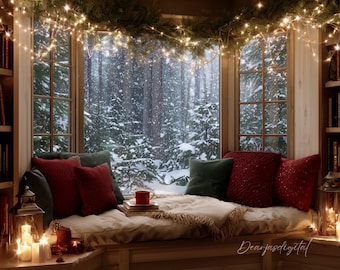 Winter Zoom Background Holiday Season Realistic Backdrop Remote Work Online Teams Meeting Digital Download