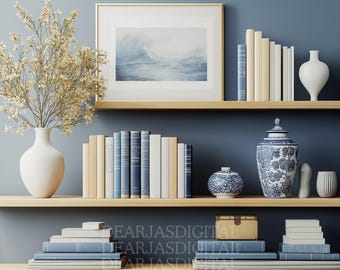 Cozy Bookshelf Zoom Background | Home Office Virtual Backdrop (Digital Download)