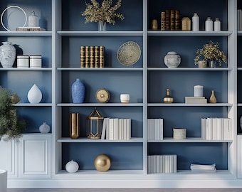 Modern Shelving Zoom Background | Professional Office Backdrop (PNG)
