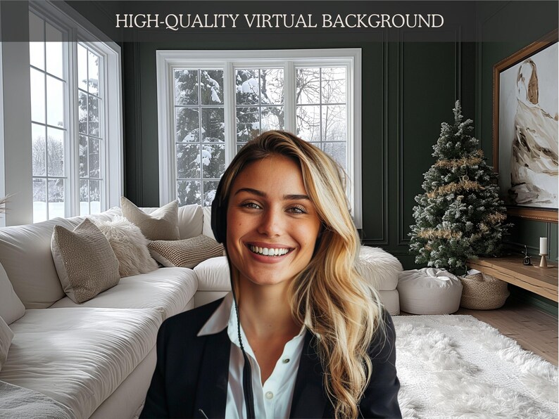 Modern Christmas Zoom Background | Realistic Home Office (digital ...