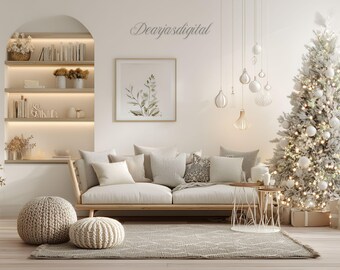 Modern Christmas Tree Zoom Background | Holiday Home Office Decor (PNG)