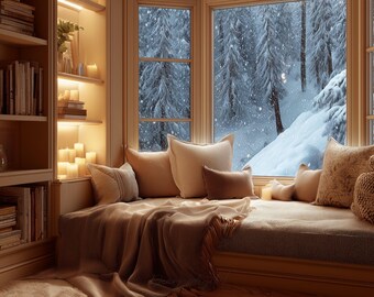 Winter Zoom Background Holiday Season Realistic Backdrop Remote Work Online Teams Meeting Digital Download