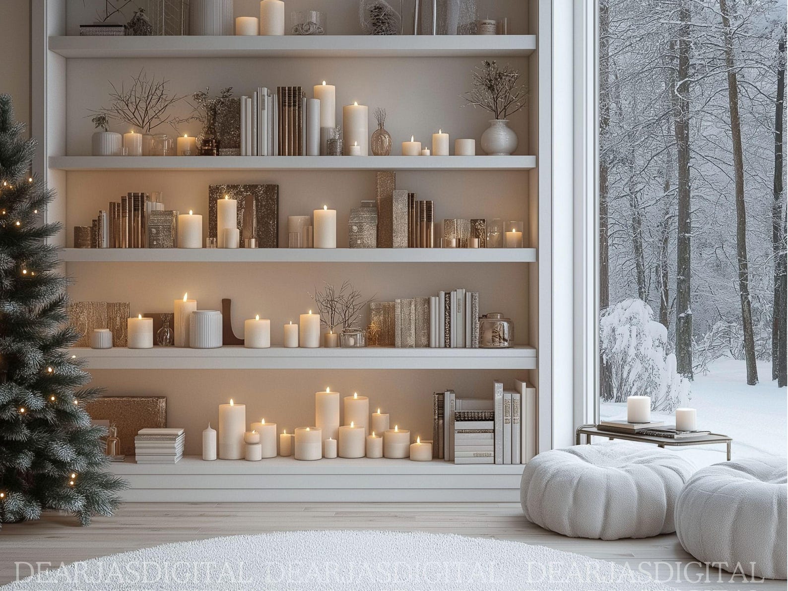 Modern Home Office Zoom Background | Christmas Virtual Backdrop | Cozy ...