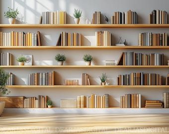Bookshelf Zoom Background, Cozy Office Decor (Digital Download)