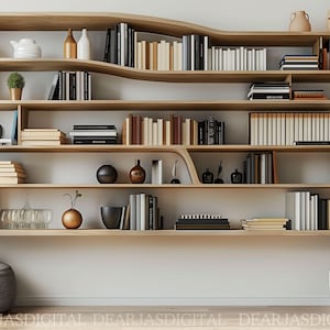 Virtual Background - Modern Shelving | Digital Backdrop for Zoom, Teams, Video Conferencing | Minimalist Home Office Decor