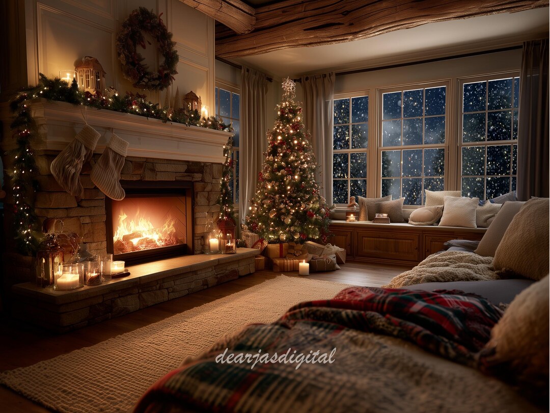 Cozy Christmas Fireplace Zoom Background (digital Download) - Etsy UK