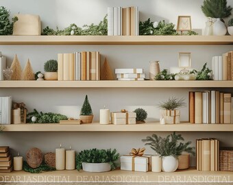 Bookshelf Virtual Background | Modern Home Office for Zoom, Teams (PNG Instant Download)