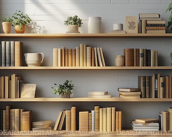 Home Office Bookshelf Zoom Background (PNG)
