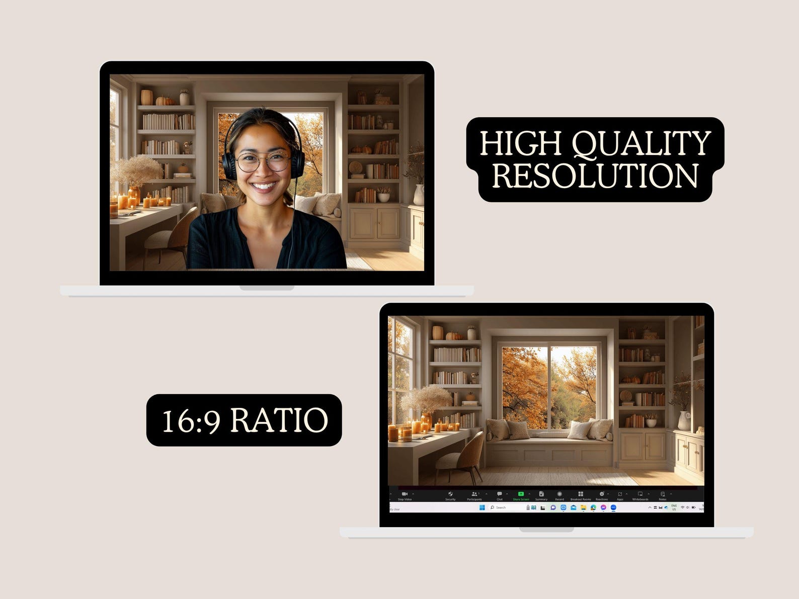Autumn Window View Virtual Background, Cozy Fall Home (PNG Digital ...
