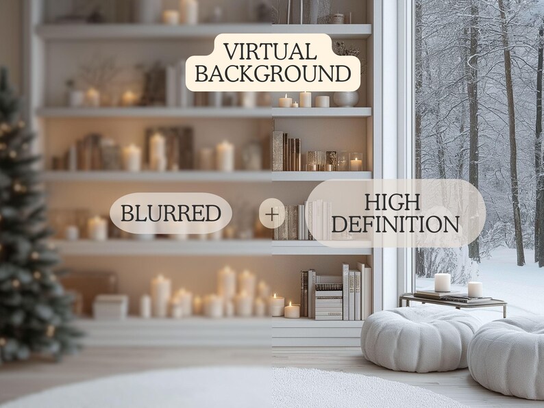 Modern Home Office Zoom Background | Christmas Virtual Backdrop | Cozy ...