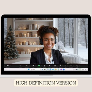Modern Home Office Zoom Background | Christmas Virtual Backdrop | Cozy ...