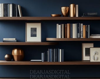 Professional Bookshelf Zoom Background, Home Office (PNG)