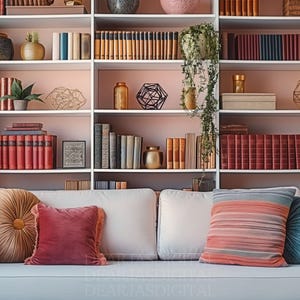 Zoom background home office Virtual Office Zoom Background Office Backdrop Home Office Background Virtual Background Pink Bookshelf Backdrop