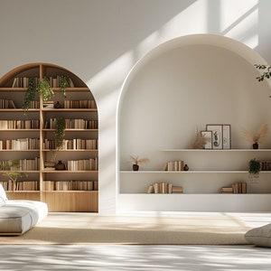 Zoom background | Zoom background home office | Home office virtual background | Home office zoom backgrounds | Modern home office Bookshelf