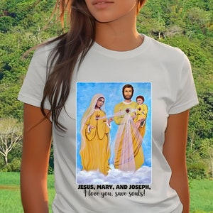 Holy Family, T-shirt, Catholic T-shirt, 3 Hearts, Catholic Gifts, Women T-shirts, Christian Gifts, Christian Apparel, Religious Apparel, Men