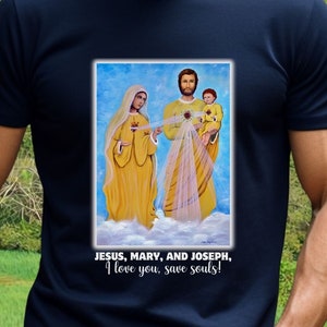Holy Family, T-shirt, Catholic T-shirt, 3 Hearts, Catholic Gifts, Women T-shirts, Christian Gifts, Christian Apparel, Jesus, Mary, Joseph
