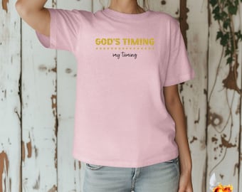 God's Timing Over My Timing Comfort Colors T-Shirt | Inspirational Faith-Based Shirt | Inspirational Religious Shirt | Bible Verse Tee