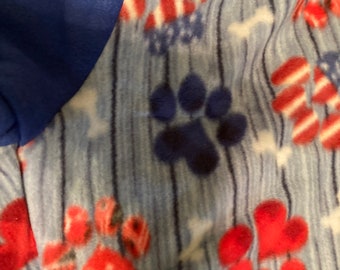 Greyhound Jammies. Medium - Red,White, Blue Paw Prints