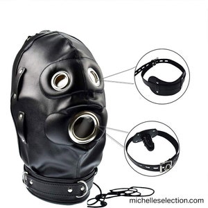 Cagoule intégrale, masque de privation sensorielle en cuir de qualité image 5