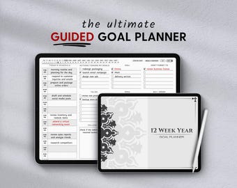 12 Week Year Goal Planner & Daily Planner in One | Guided System to Set and Achieve Goals in 90 Days Productivity Workbook Landscape 2026