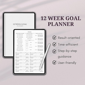 12 Week Goal Planner Digital 90 Day Goal Tracker 12 Week Year Goal Setting Planner GoodNotes Quarterly Goal Planning Template Success 2025