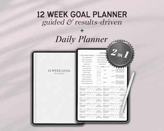 12 Week Goal Planner Guided Goal Setting 90 Day Planning Workbook GoodNotes Daily Planner Digital Productivity Planner