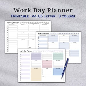 Planificateur de journée de travail paysager, modèle d'horaire quotidien, organisateur de journée de travail, liste de tâches hebdomadaire imprimable, feuille de productivité quotidienne 2026