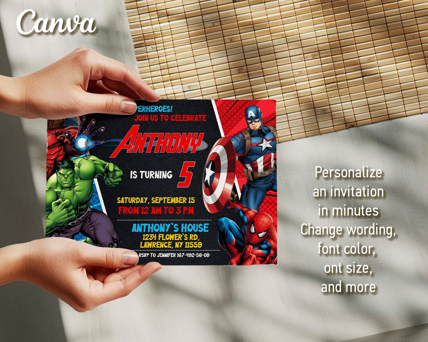 Printable Birthday Invitation, Avengers Invite, Spiderman Invite ...