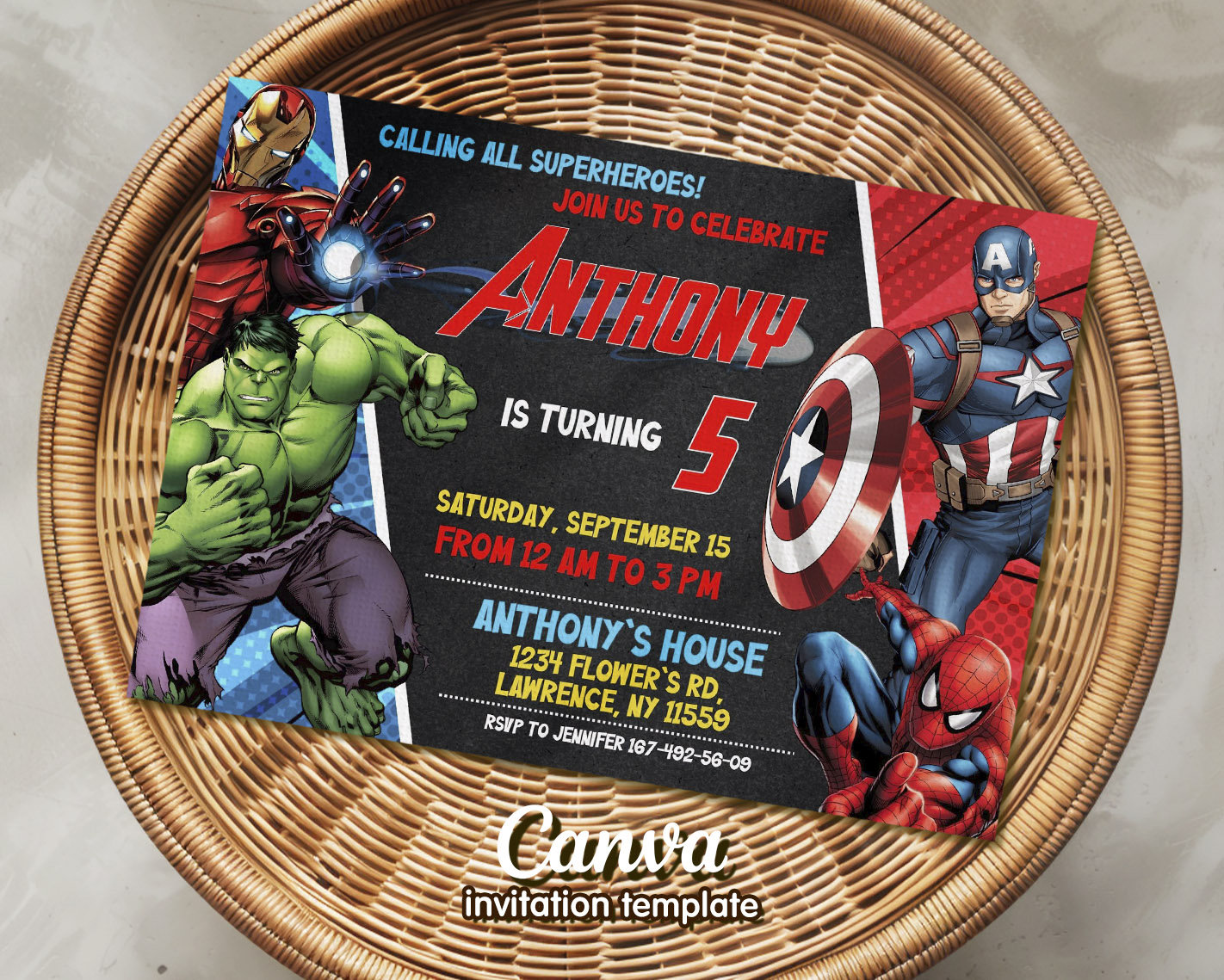 Printable Birthday Invitation, Avengers Invite, Spiderman Invite ...
