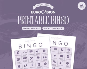 Printable Eurovision Bingo - Eurovision 2024 Bingo - Eurovision Party Games - Instant Download - Eurovision Song Contest - A5 Size PDF