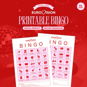 Eurovision 2025 Basel Bingo - Eurovision Party Games - Printable - Instant Download - Eurovision Song Contest - A5 Size PDF