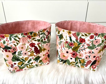 Set of 2 Rifle Paper co. Rose Garden Party Storage Baskets***Cotton steel, Rose Basket, Birthday gift,Gift Basket, Car Organizers, ***