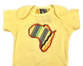 Clearance Sale | Ready to Ship | Ankara baby clothes | Africa Decal Baby Bodysuit | Home Coming | Infant | Newborn | Yellow T Shirt | Kente