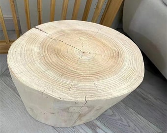 Vintage Oak Wood Stump Stool – Handcrafted Rustic Furniture Piece