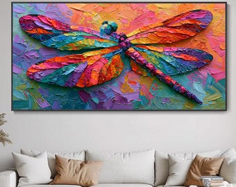Abstrakcyjny motyl olejny reliefowy malowany pędzlem kolorowa ściana motyw owadów nowoczesny boho do salonu sypialni dekoracja salonu