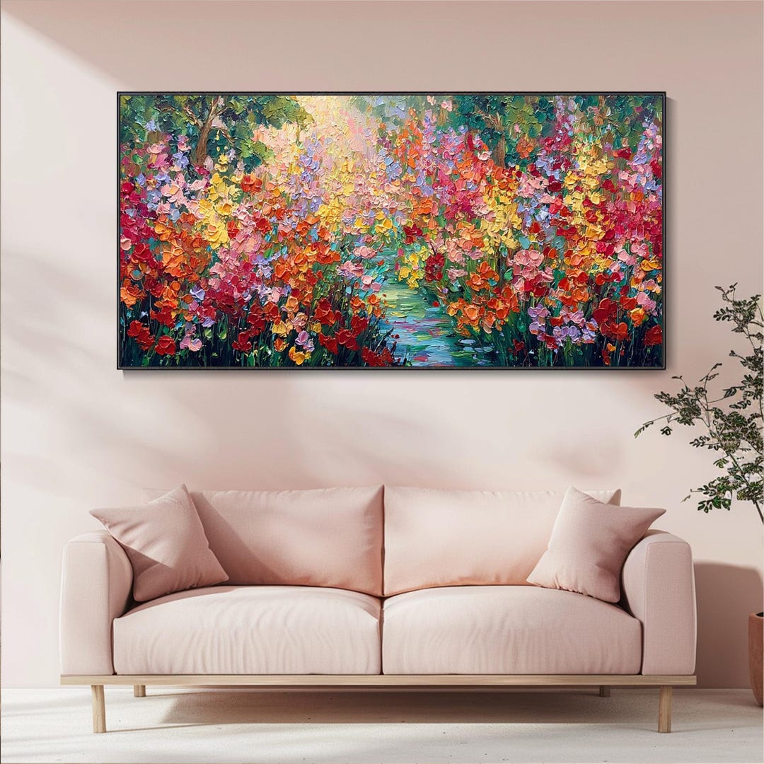 Original Floral Painting on Canvas | 3D Flower Field Texture Art ...
