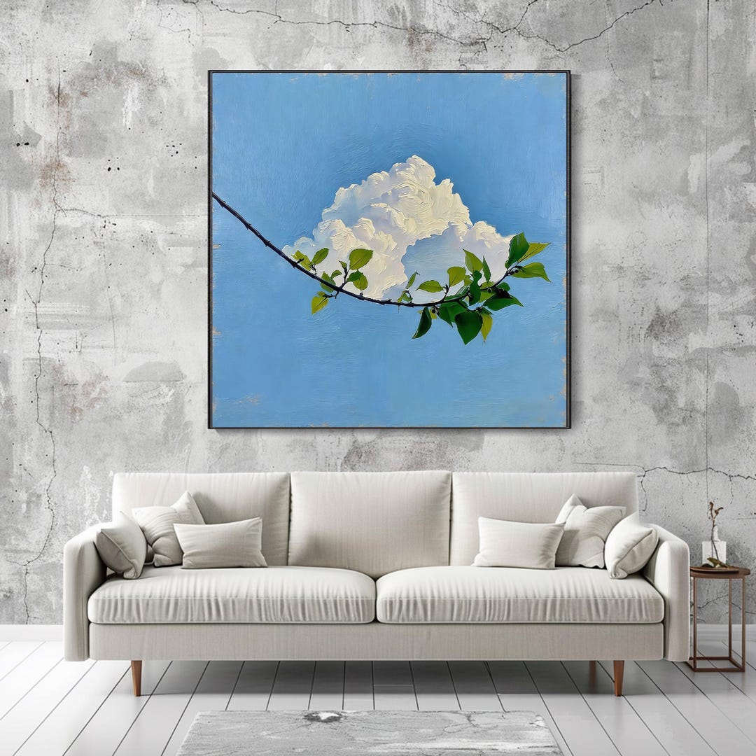 Blue Sky White Clouds Landscape Painting Creative Fantasy Art Original ...