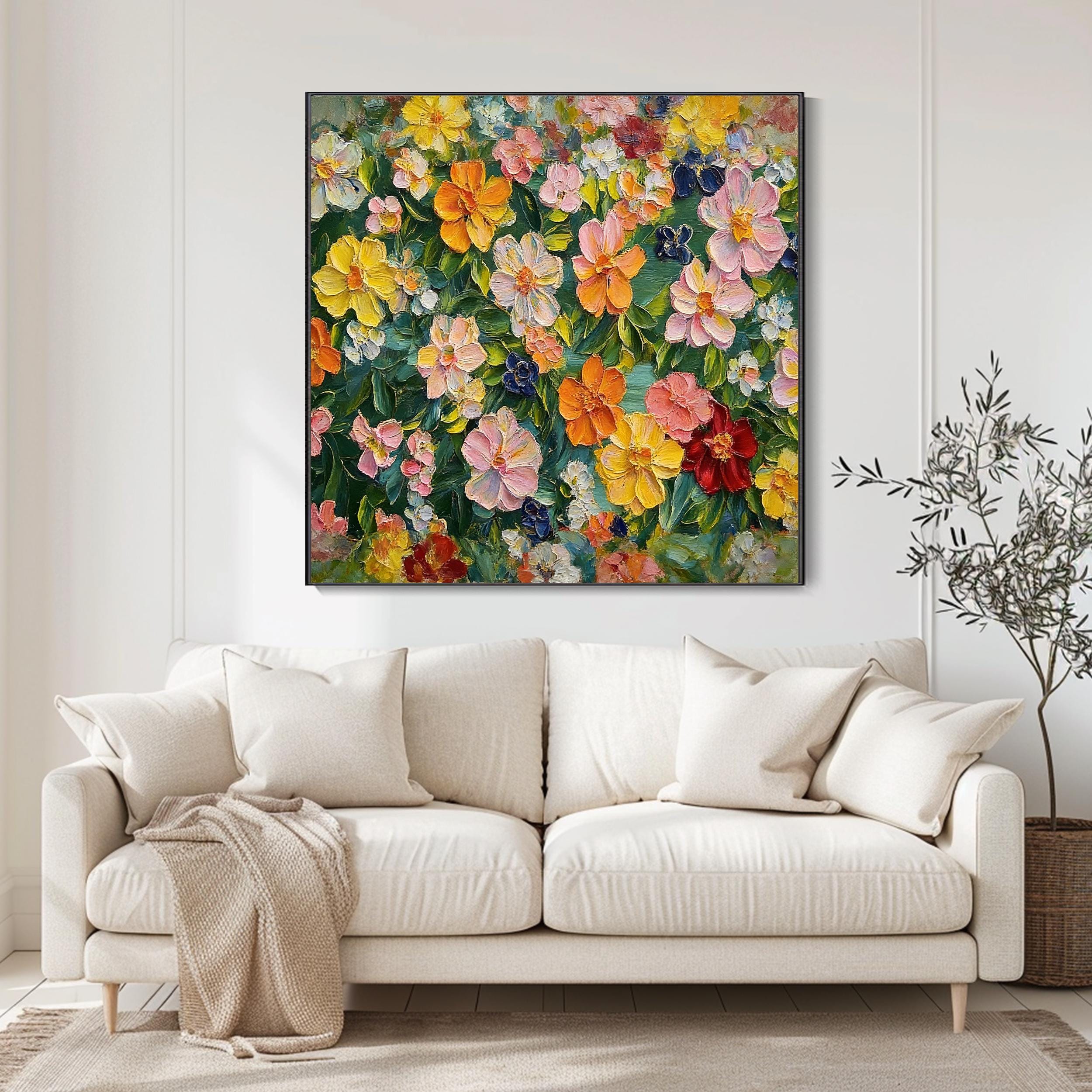 Colourful 3D Floral Oil Painting Large Textured Floral Wall Art on ...