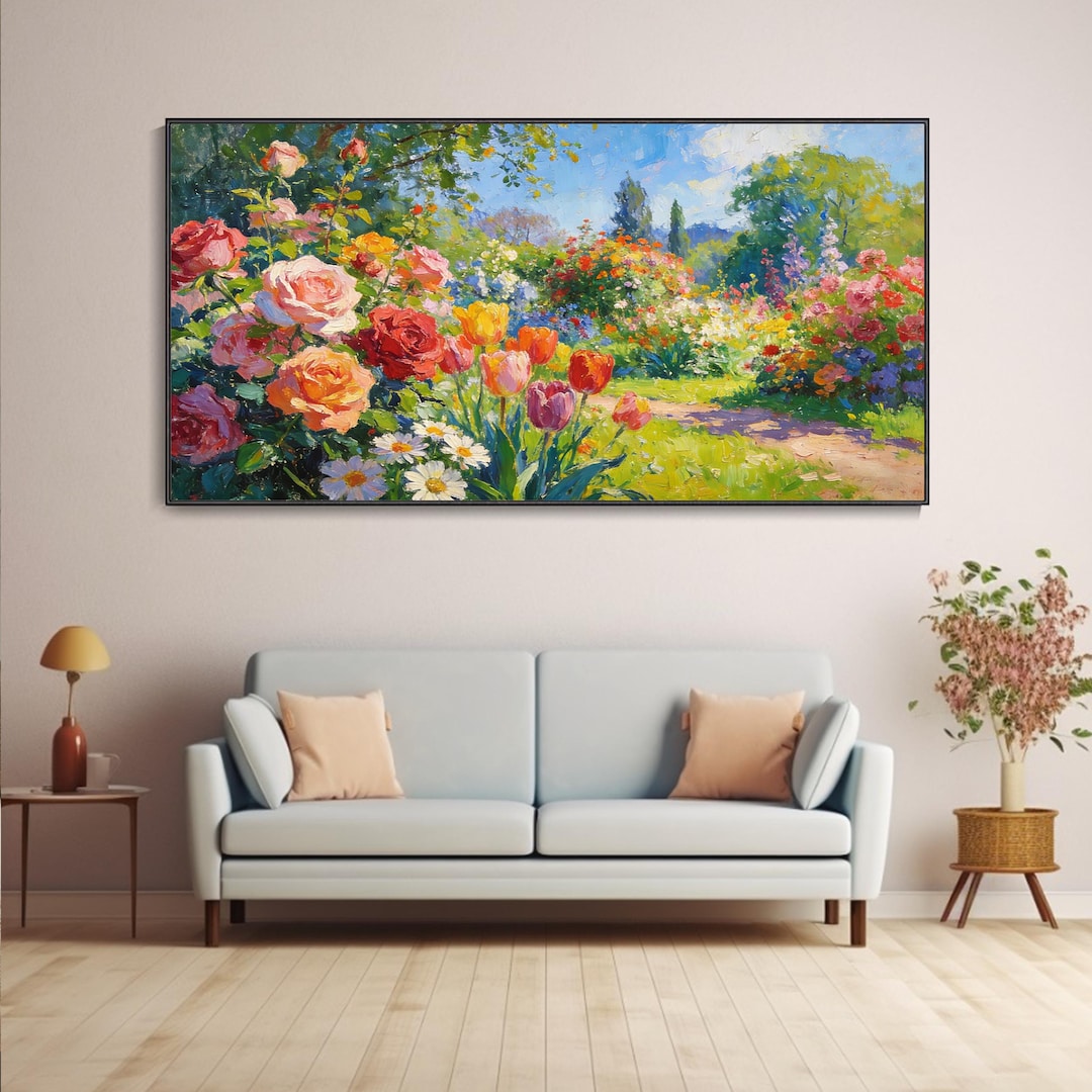 Original Garden Paintings on Canvas 3D Textured Floral Wall Art ...