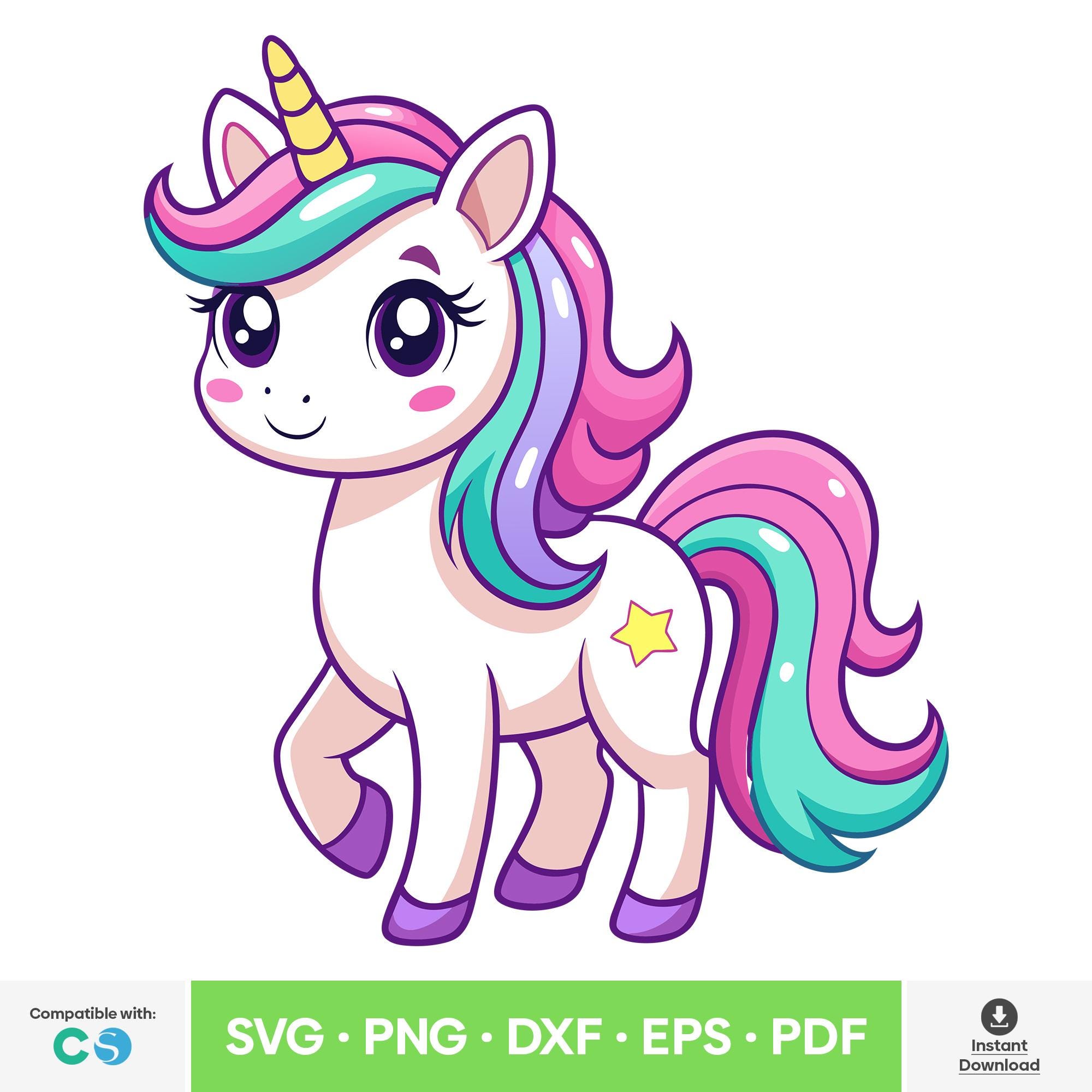 Cute Unicorn Layered SVG PNG DXF Eps Pdf Instant Download - Etsy