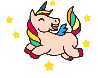 Flying Star Unicorn SVG Prancing Unicorn Clipart PNG Magical Wings DXF pdf eps for Cricut Cut File Instant Digital Download