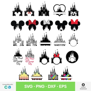 24 pcs. Castle SVG Bundle Birthday Castle PNG Mickey & Minnie Castle DXF eps for Cricut Cut File Instant Digital Download