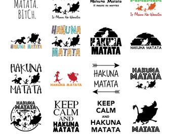 16 pcs. Hakuna Matata SVG Bundle, Animal PNG, Family Trip DXF eps pdf Clipart & Cut File Instant Digital Download Files