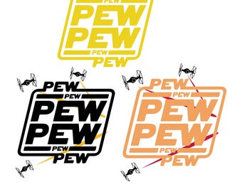 3 pcs. S-Wars Pew Pew Pew Space Designs SVG "Force be with you" Birthday Clipart PNG instant Download Vector Silhouette Cricut Cut File DXF