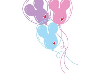Mickey Mouse Balloons Design SVG Disney Balloons PNG Mickey Balloons DXF eps Mickey and Minnie Mouse for Cricut Instant Digital Download